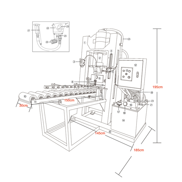 Pequeña máquina cortadora de rocas en forma de herradura